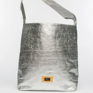 Earth Bag Hobo, Silver Pinatex (Upcycled Billboard Bags)