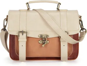 ECOSUSI Women PU Leather Satchel Purse Vintage Small College Crossbody Messenger Bag Work Cross-body Bag