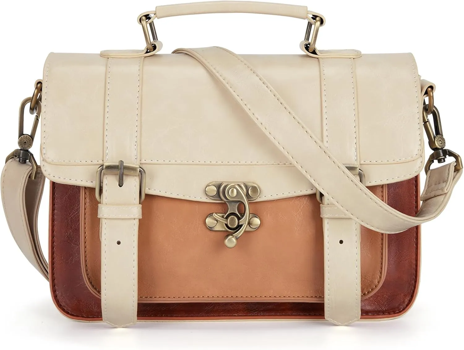 ECOSUSI Women PU Leather Satchel Purse Vintage Small College Crossbody Messenger Bag Work Cross-body Bag
