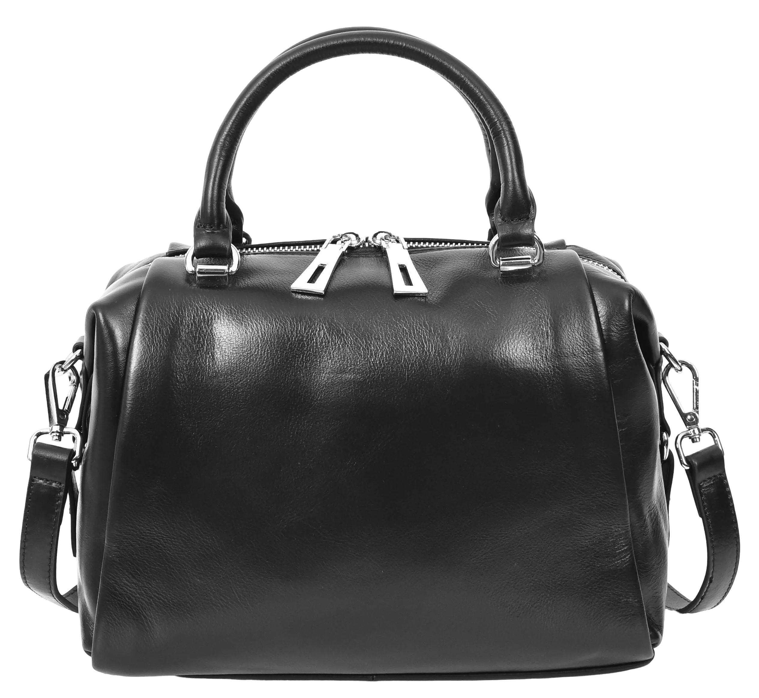 Edmonton Women Small Barrel Shape Leather Shoulder Handbag Black