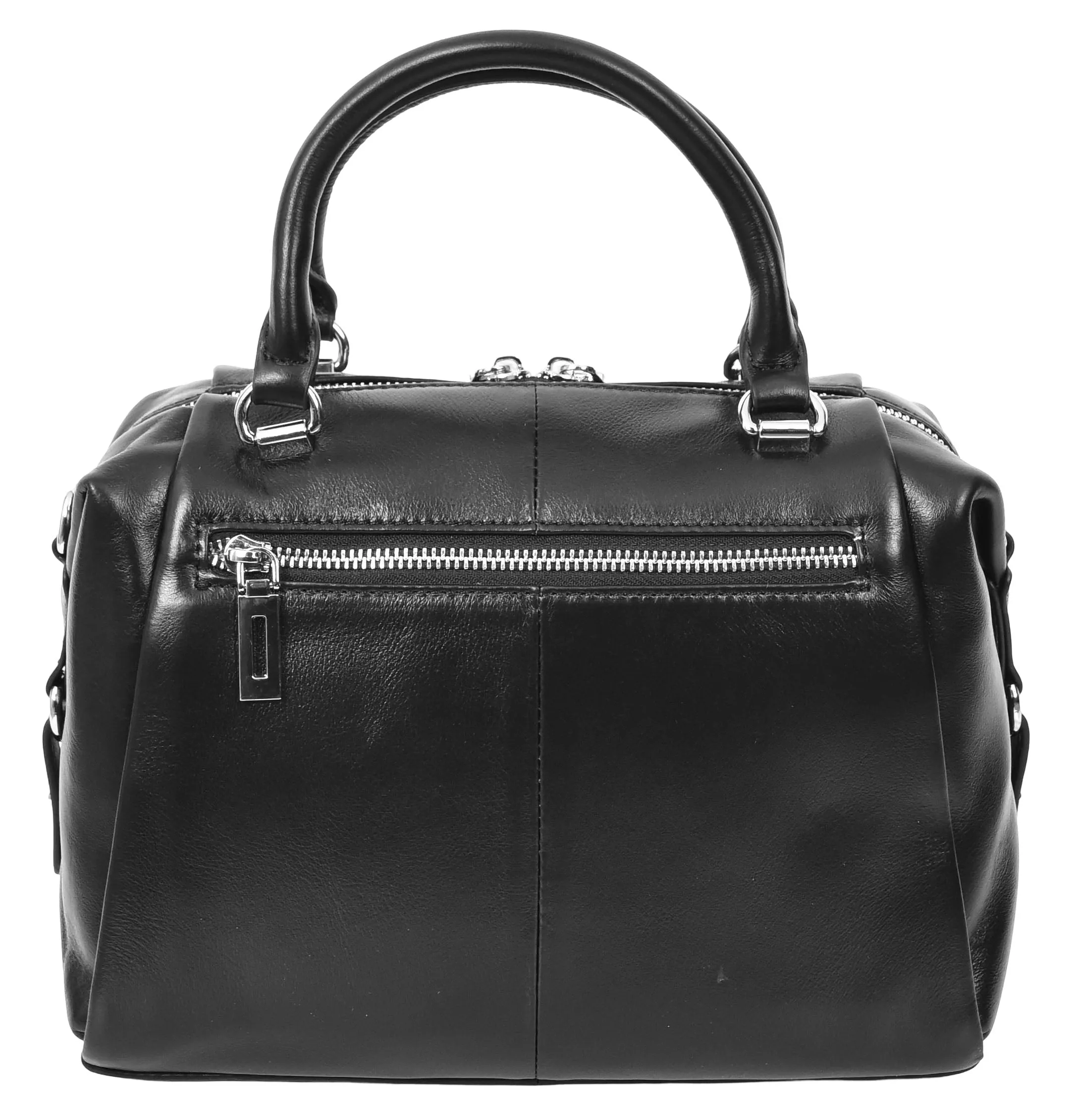 Edmonton Women Small Barrel Shape Leather Shoulder Handbag Black