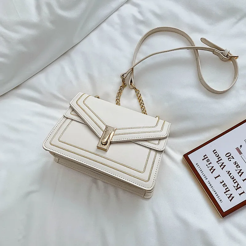 Elegant Leather Female Square Crossbody bag