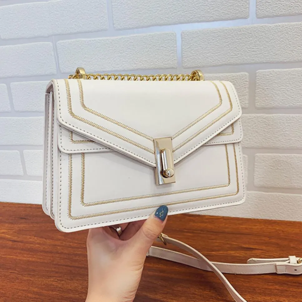 Elegant Leather Female Square Crossbody bag