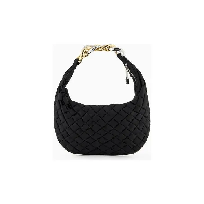 EMPORIO ARMANI ASV WOVEN RECYCLED NYLON HANDBAG WITH CHAIN HANDLE