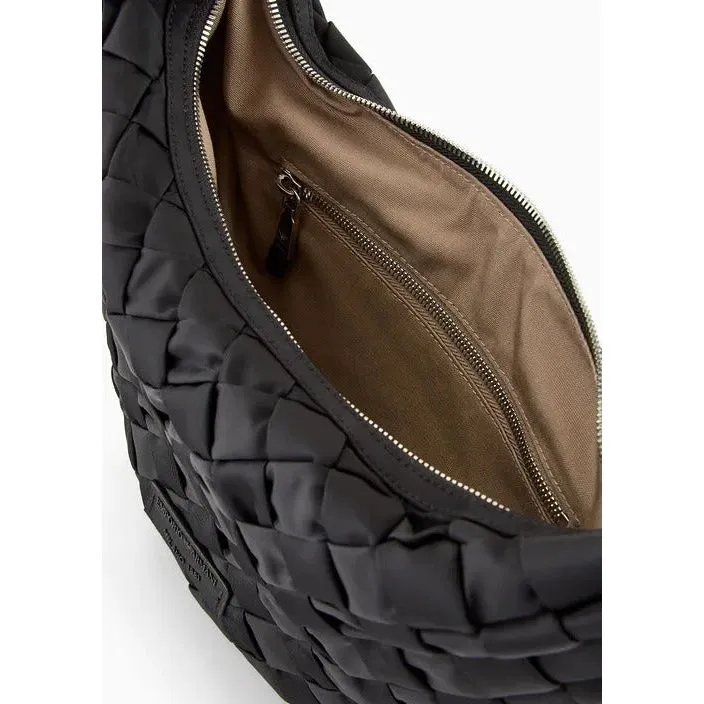 EMPORIO ARMANI ASV WOVEN RECYCLED NYLON HANDBAG WITH CHAIN HANDLE