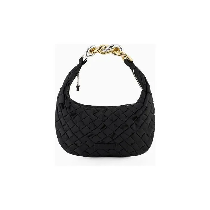 EMPORIO ARMANI ASV WOVEN RECYCLED NYLON HANDBAG WITH CHAIN HANDLE