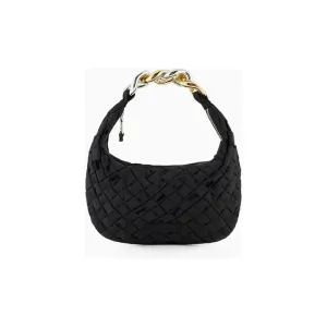 EMPORIO ARMANI ASV WOVEN RECYCLED NYLON HANDBAG WITH CHAIN HANDLE