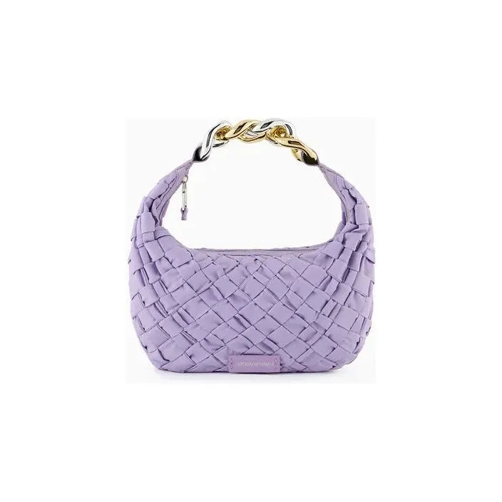 EMPORIO ARMANI ASV WOVEN RECYCLED NYLON HANDBAG WITH CHAIN HANDLE