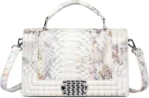 Eslcorri Crossbody Bags for Women, Snake Print Satchel Purse Leather Top Handle Shoulder Bags Vintage Evening Clutch Handbags