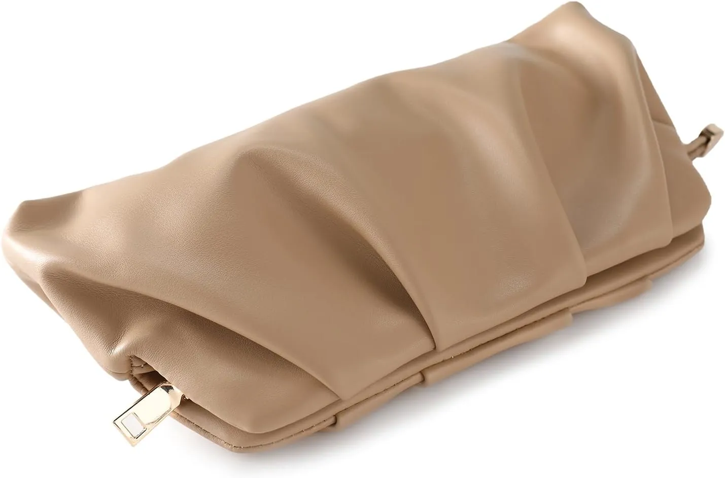 Evening Bag for Women Ruched Clutch Purse Detachable Metal Chain Crossbody Bag