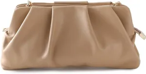 Evening Bag for Women Ruched Clutch Purse Detachable Metal Chain Crossbody Bag