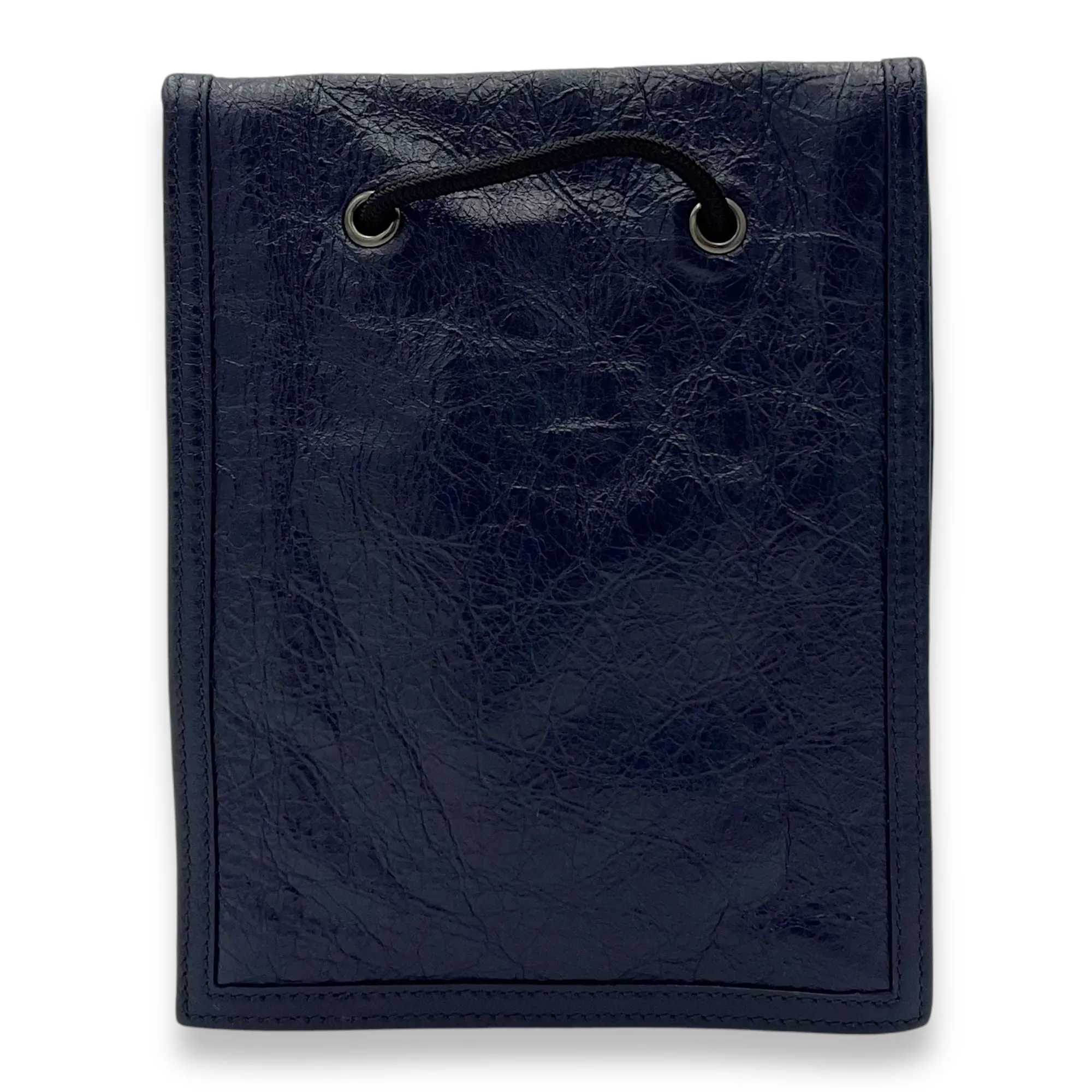 Explorer Crossbody Bag Blue in Distressed Leather, Silver hardware