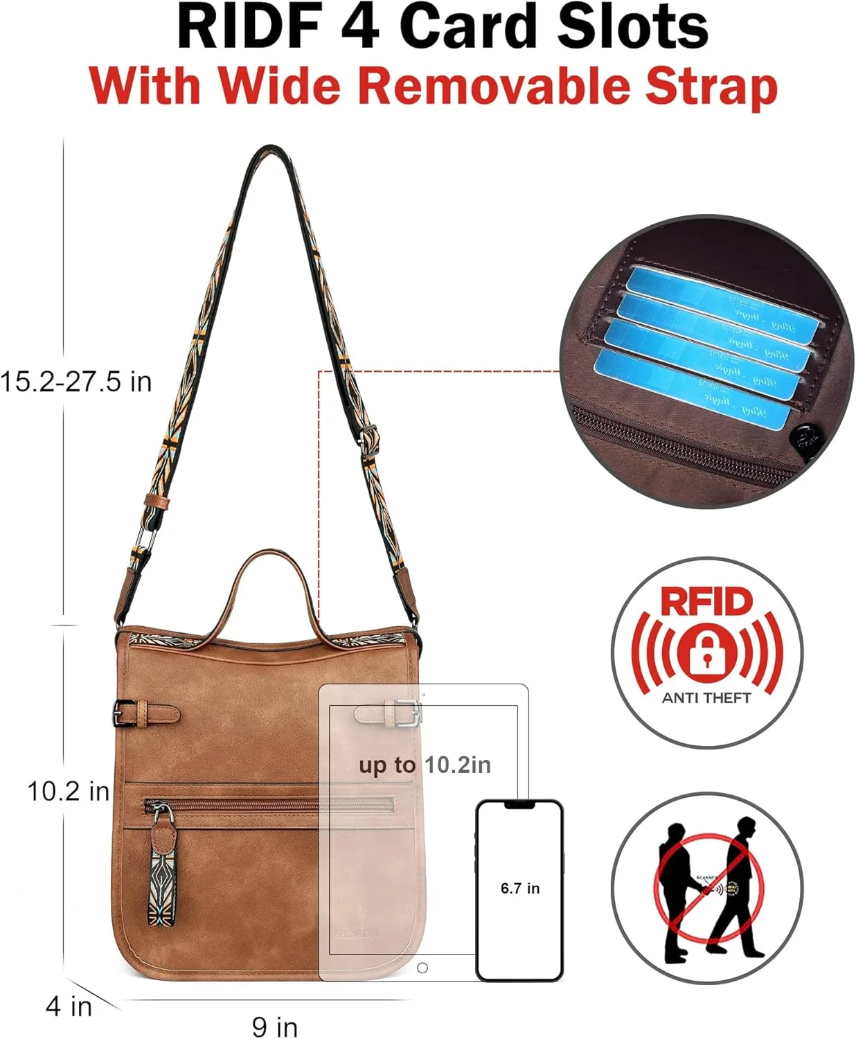 FADEON Crossbody Bags Purses for Women Designer Cross Body Shoulder Bag Purse PU Leather Top Handle Handbag Wide Strap