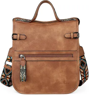 FADEON Crossbody Bags Purses for Women Designer Cross Body Shoulder Bag Purse PU Leather Top Handle Handbag Wide Strap