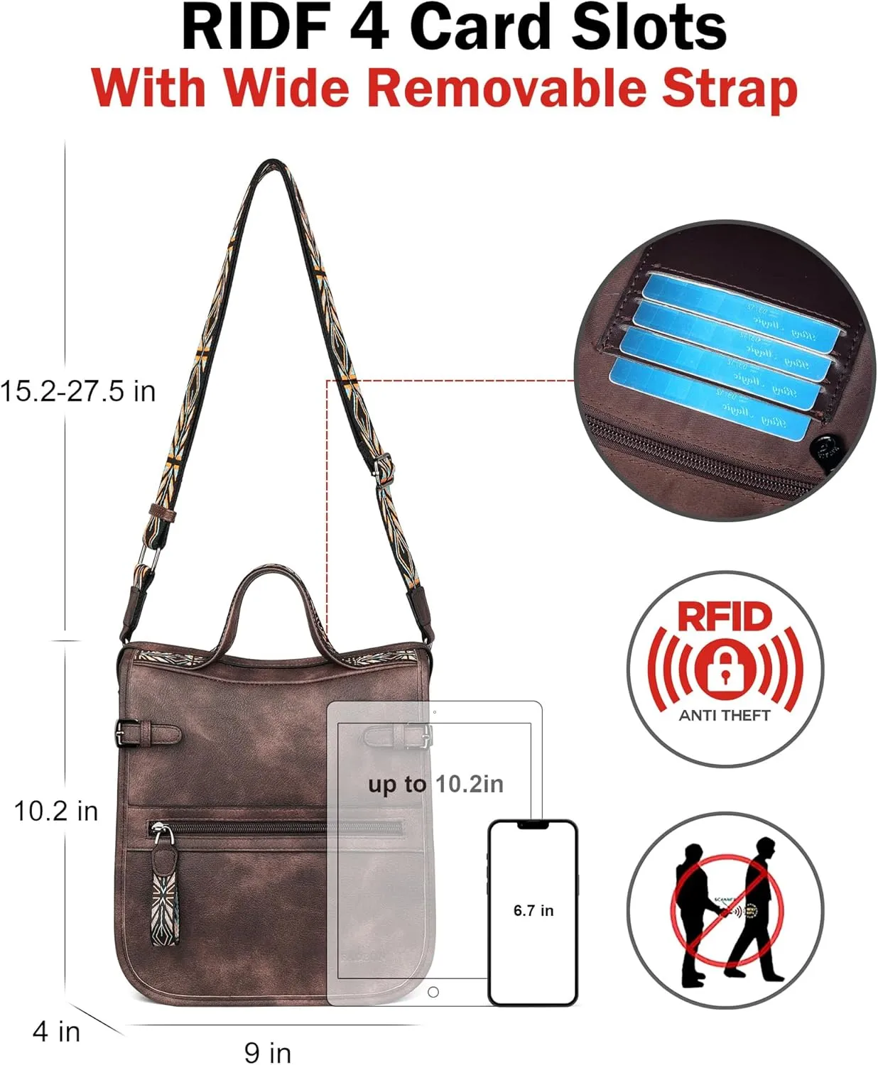 FADEON Crossbody Bags Purses for Women Designer Cross Body Shoulder Bag Purse PU Leather Top Handle Handbag Wide Strap