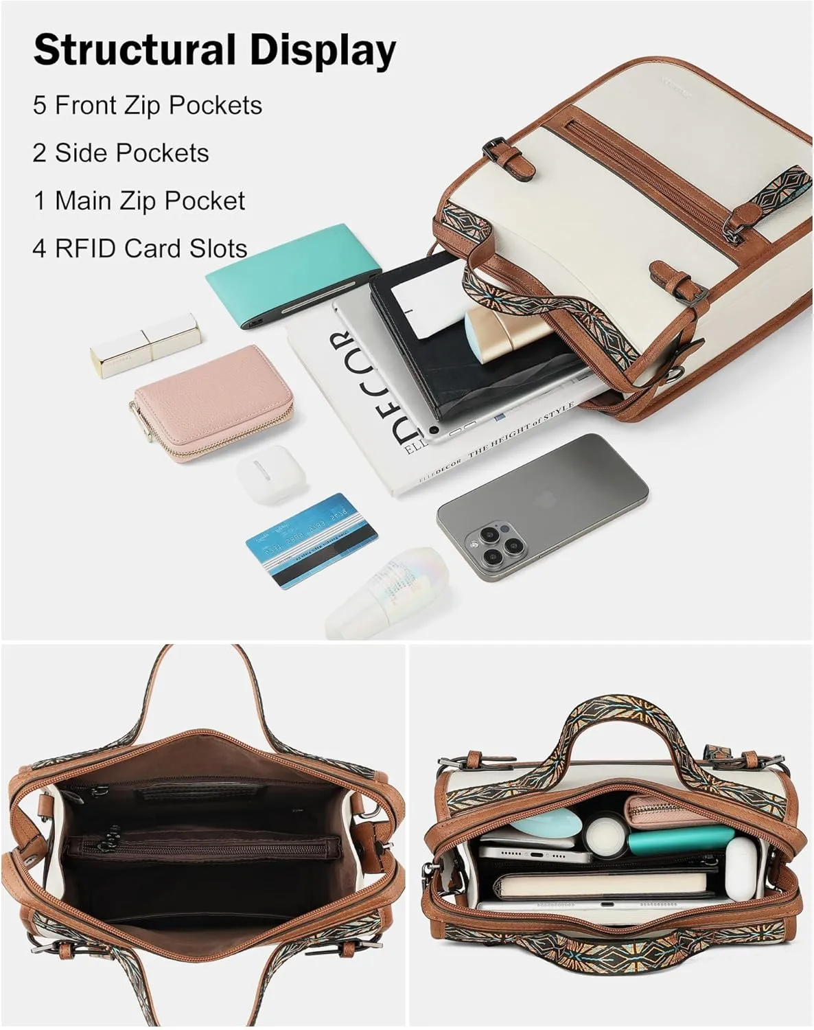 FADEON Crossbody Bags Purses for Women Designer Cross Body Shoulder Bag Purse PU Leather Top Handle Handbag Wide Strap