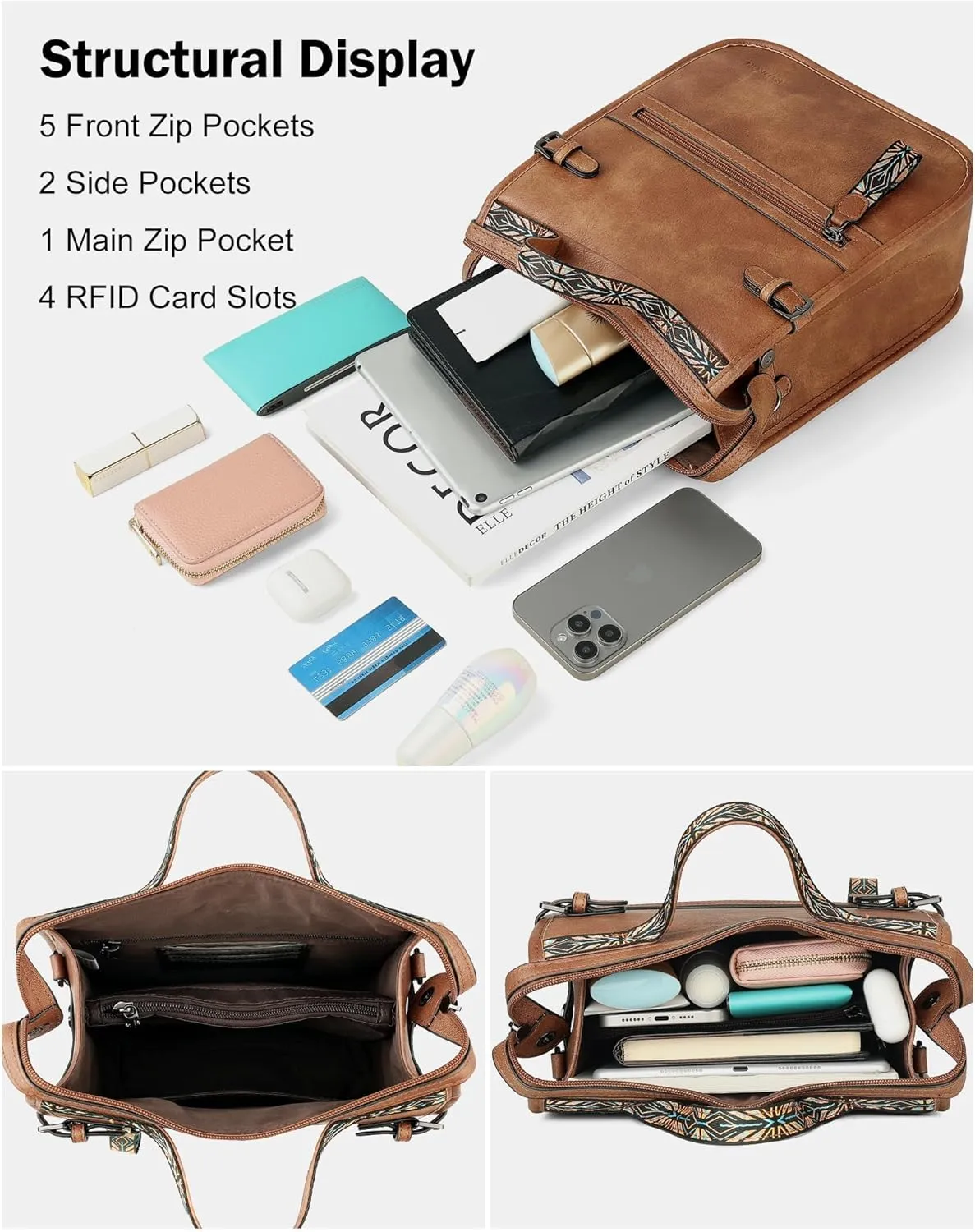 FADEON Crossbody Bags Purses for Women Designer Cross Body Shoulder Bag Purse PU Leather Top Handle Handbag Wide Strap