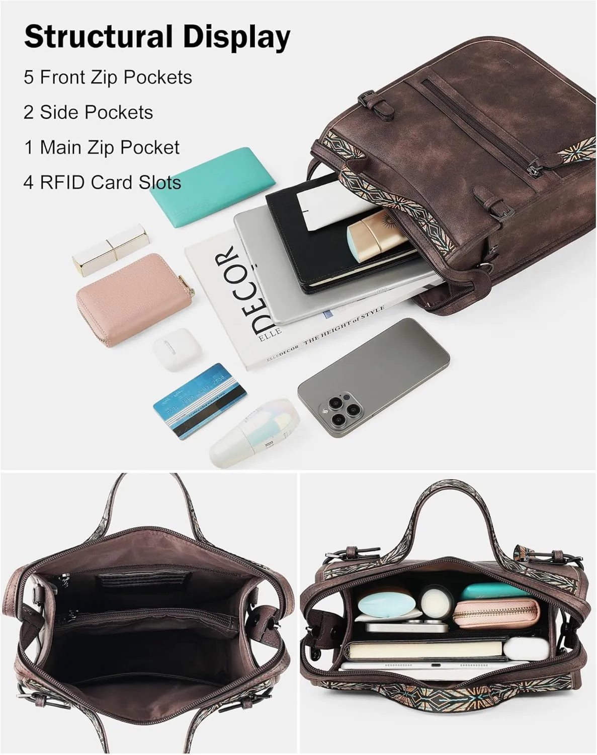 FADEON Crossbody Bags Purses for Women Designer Cross Body Shoulder Bag Purse PU Leather Top Handle Handbag Wide Strap