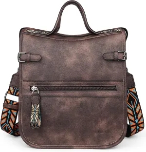FADEON Crossbody Bags Purses for Women Designer Cross Body Shoulder Bag Purse PU Leather Top Handle Handbag Wide Strap