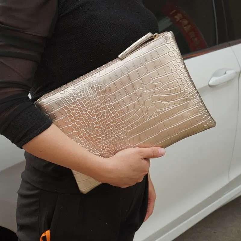 Fashion crocodile women's clutch bag pu leather women envelope evening bag 2021 new female Clutches Handbag bolsa feminina purse