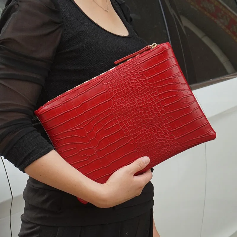 Fashion crocodile women's clutch bag pu leather women envelope evening bag 2021 new female Clutches Handbag bolsa feminina purse