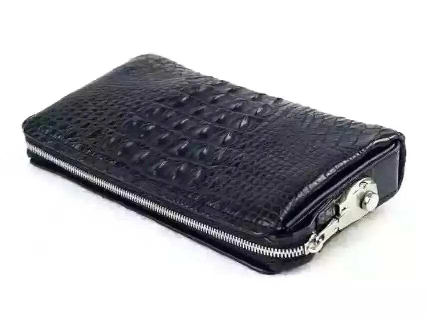 Fashion Genuine Crocodile Leather Mens Clutch  Bag With Password Protection Lock