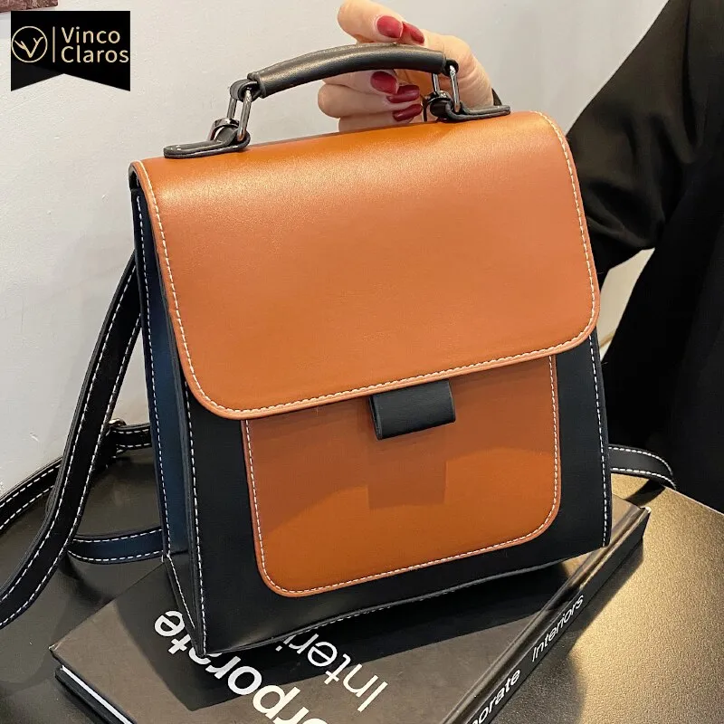 Fashion Panelled Luxury Mini Backpack Women Designer Leather Mochila Cute Small Backpacks for Teen Girls Travel Back Pack Bags