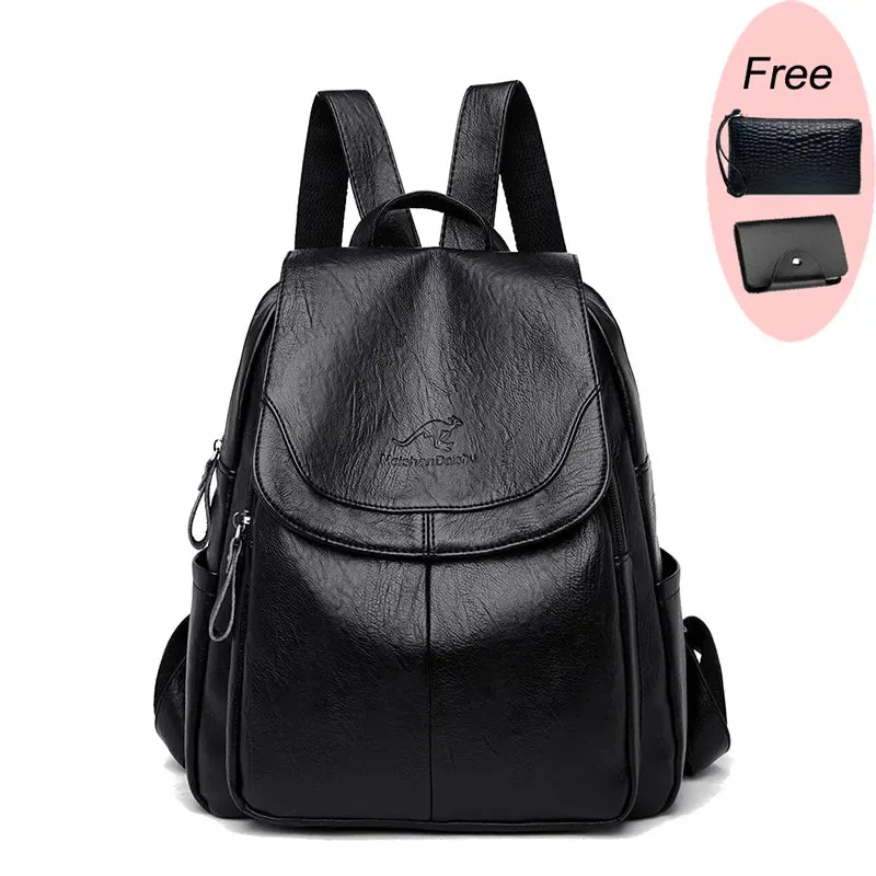 Fashion Women Backpack Luxury Designer Ladies Anti-theft Backpack Soft Leather School Bags