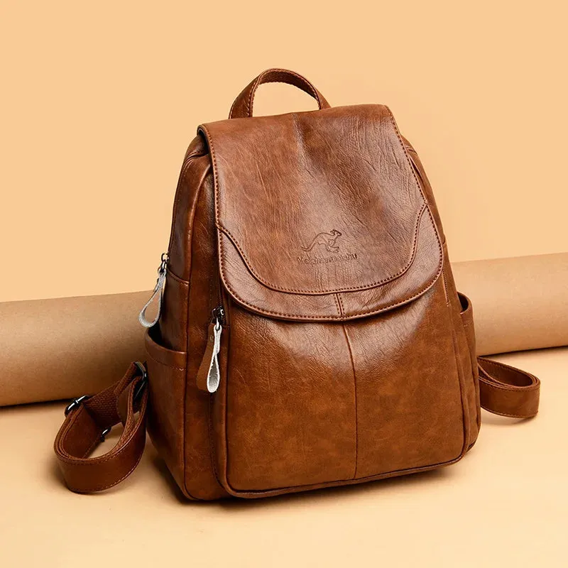 Fashion Women Backpack Luxury Designer Ladies Anti-theft Backpack Soft Leather School Bags