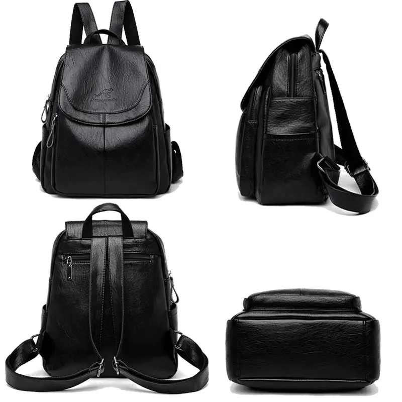 Fashion Women Backpack Luxury Designer Ladies Anti-theft Backpack Soft Leather School Bags