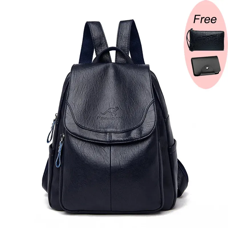 Fashion Women Backpack Luxury Designer Ladies Anti-theft Backpack Soft Leather School Bags