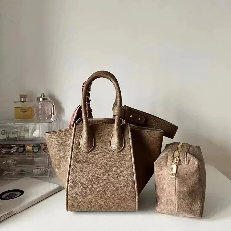 Fashionable Daily Bag Genuine Leather Women Bucket Bag Stylish Female Luxury Designer Bags