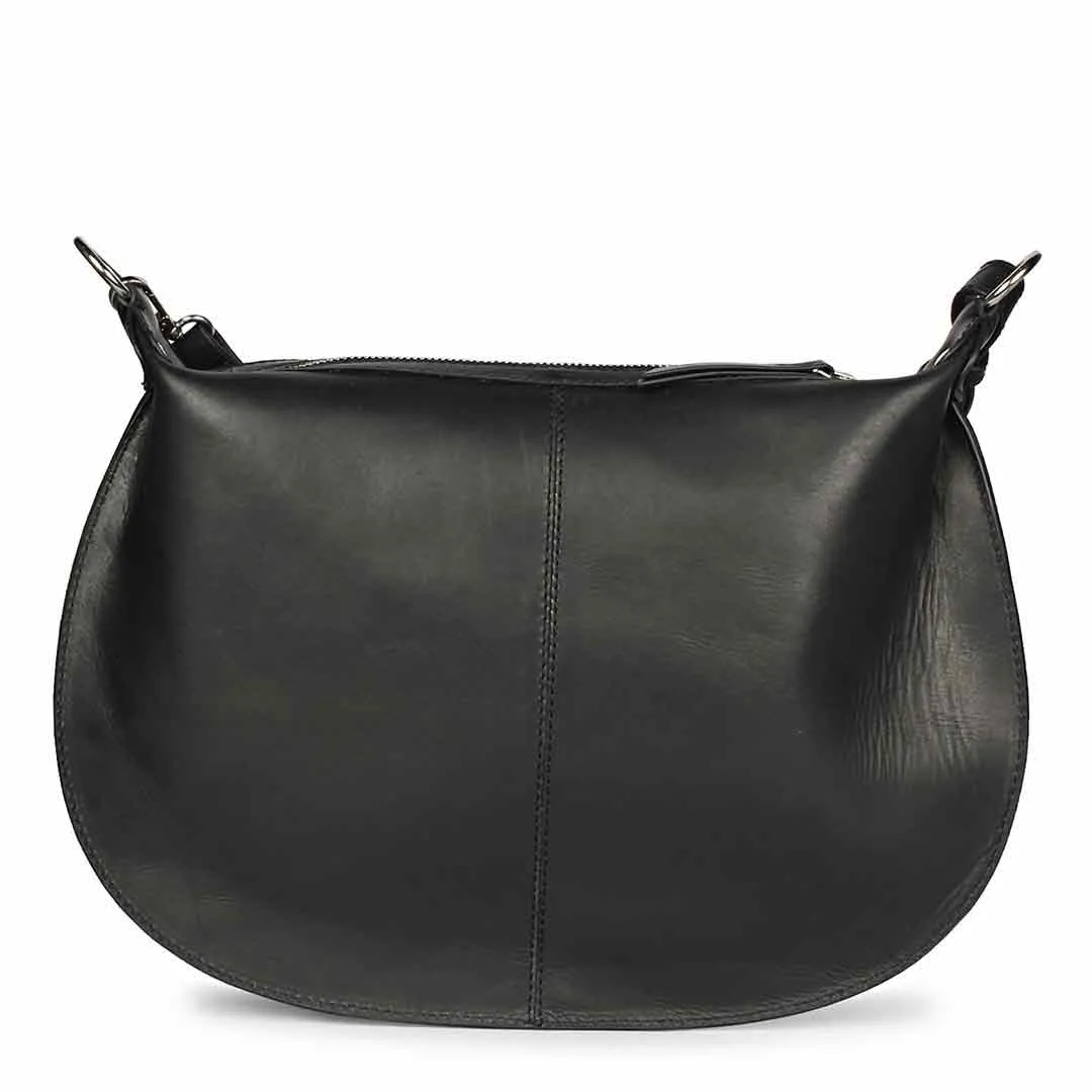 Favore Black Women Leather Structured Sling Bag