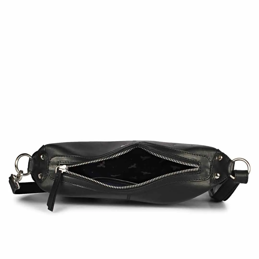 Favore Black Women Leather Structured Sling Bag