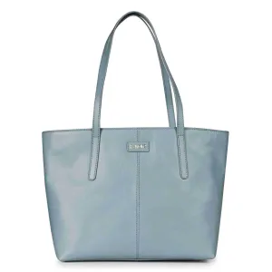 Favore Blue Leather Oversized Structured Hobo Bag