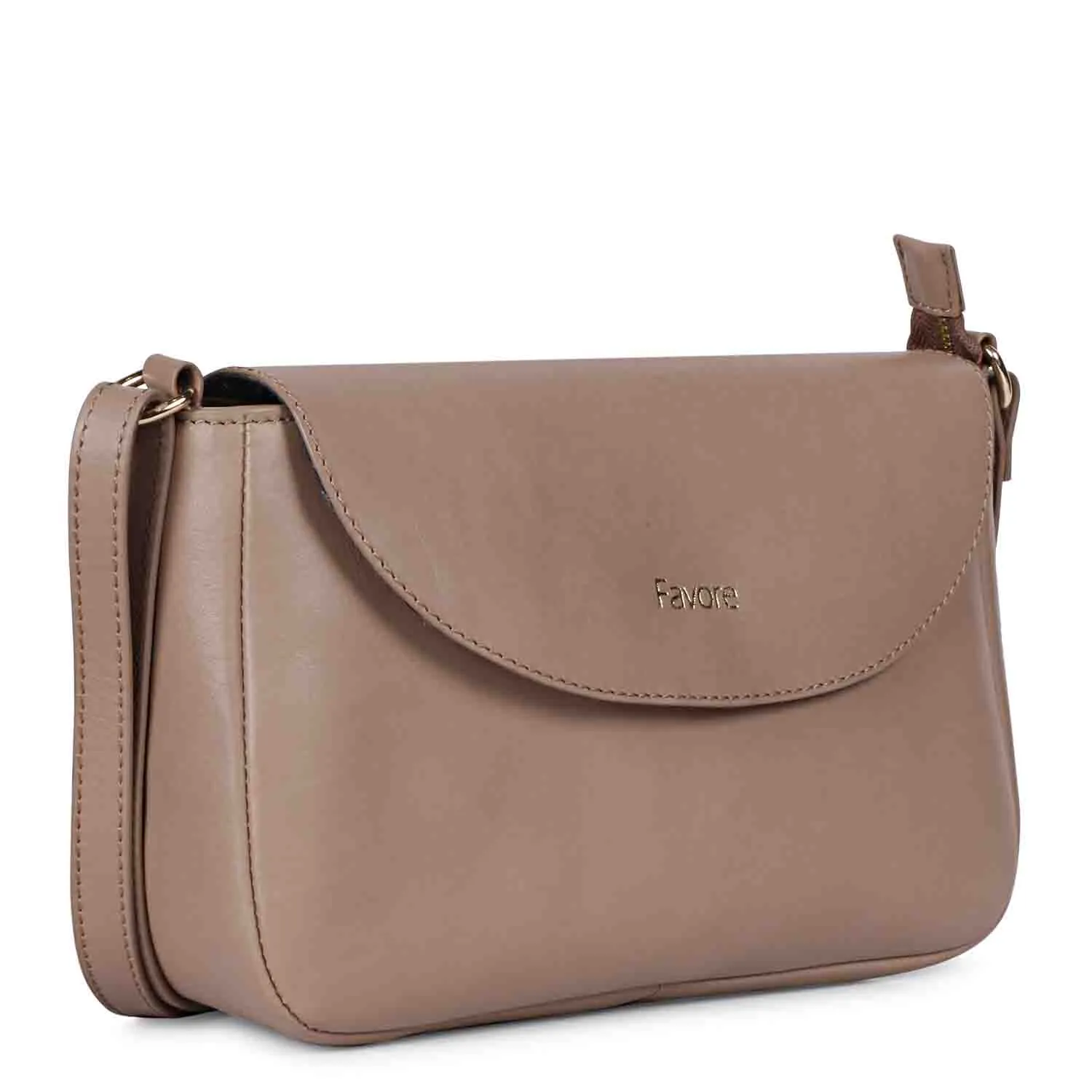 Favore Peach Womens  Leather Structured Sling Bag