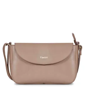 Favore Peach Womens  Leather Structured Sling Bag