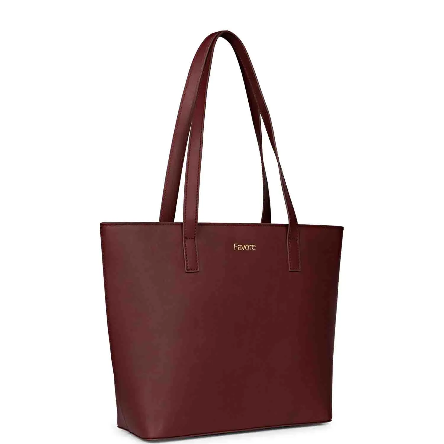 Favore Textured Burgundy Leather Structured Shoulder Bag With a Small Pouch