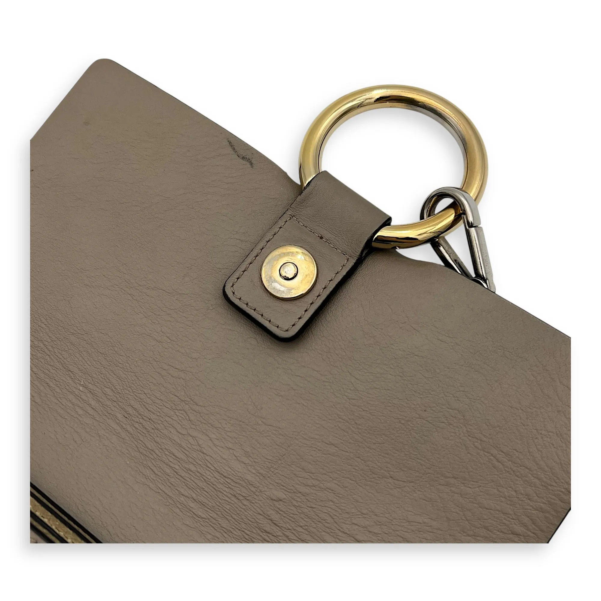 Faye Grey Crossbody Bag in Calfskin, Gold hardware