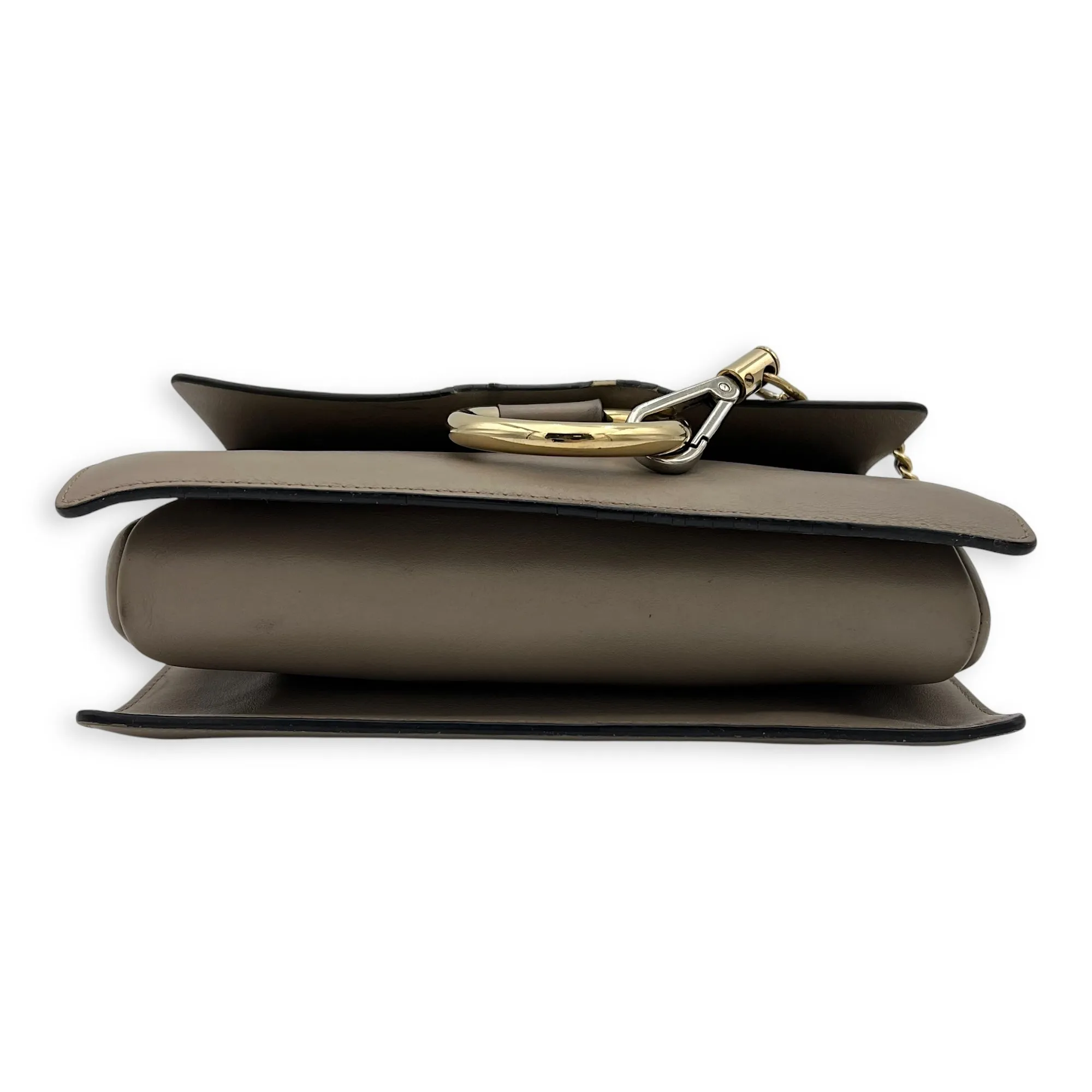 Faye Grey Crossbody Bag in Calfskin, Gold hardware