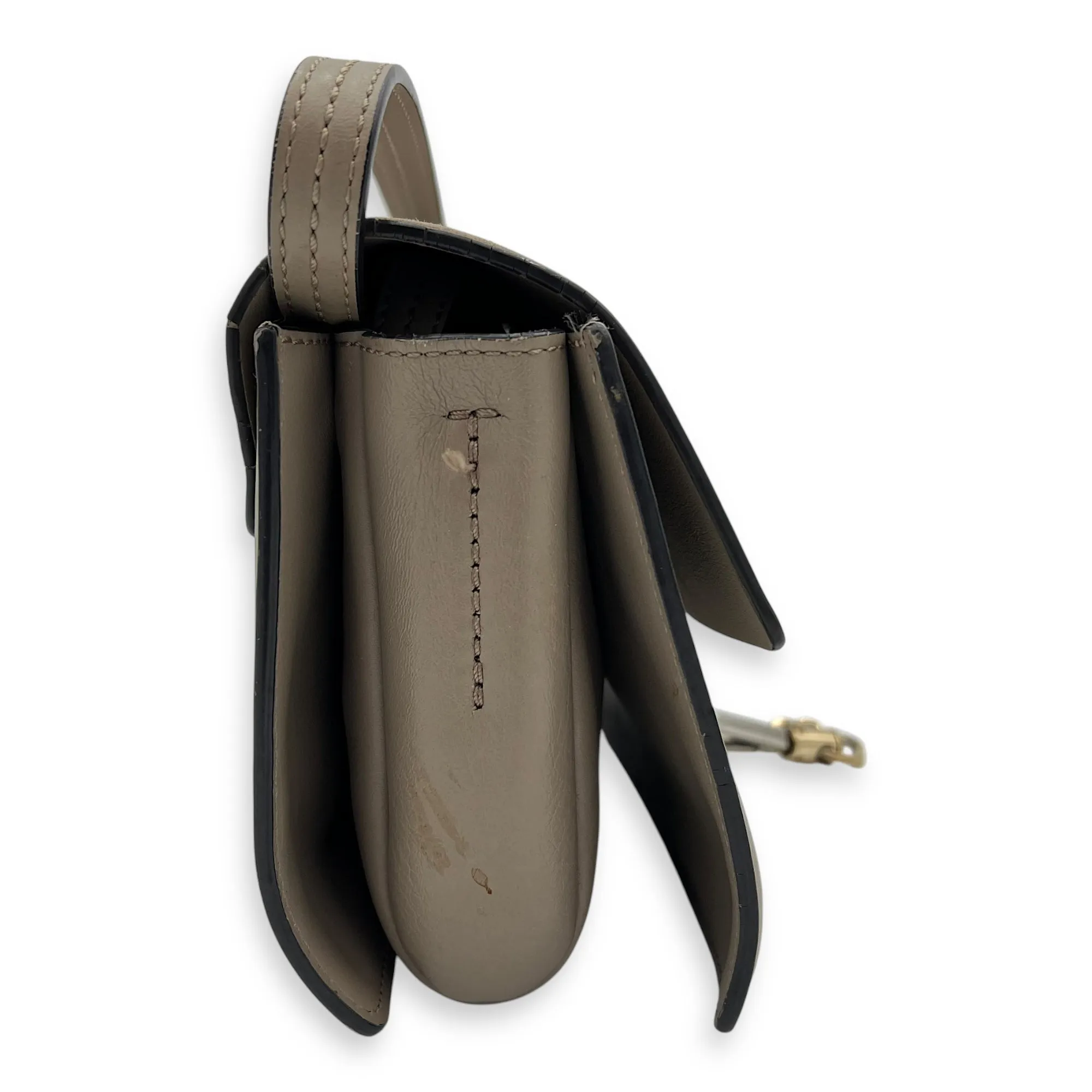 Faye Grey Crossbody Bag in Calfskin, Gold hardware