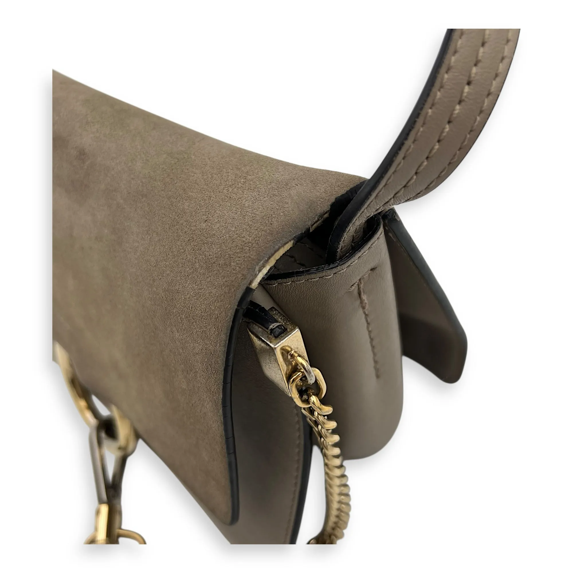 Faye Grey Crossbody Bag in Calfskin, Gold hardware
