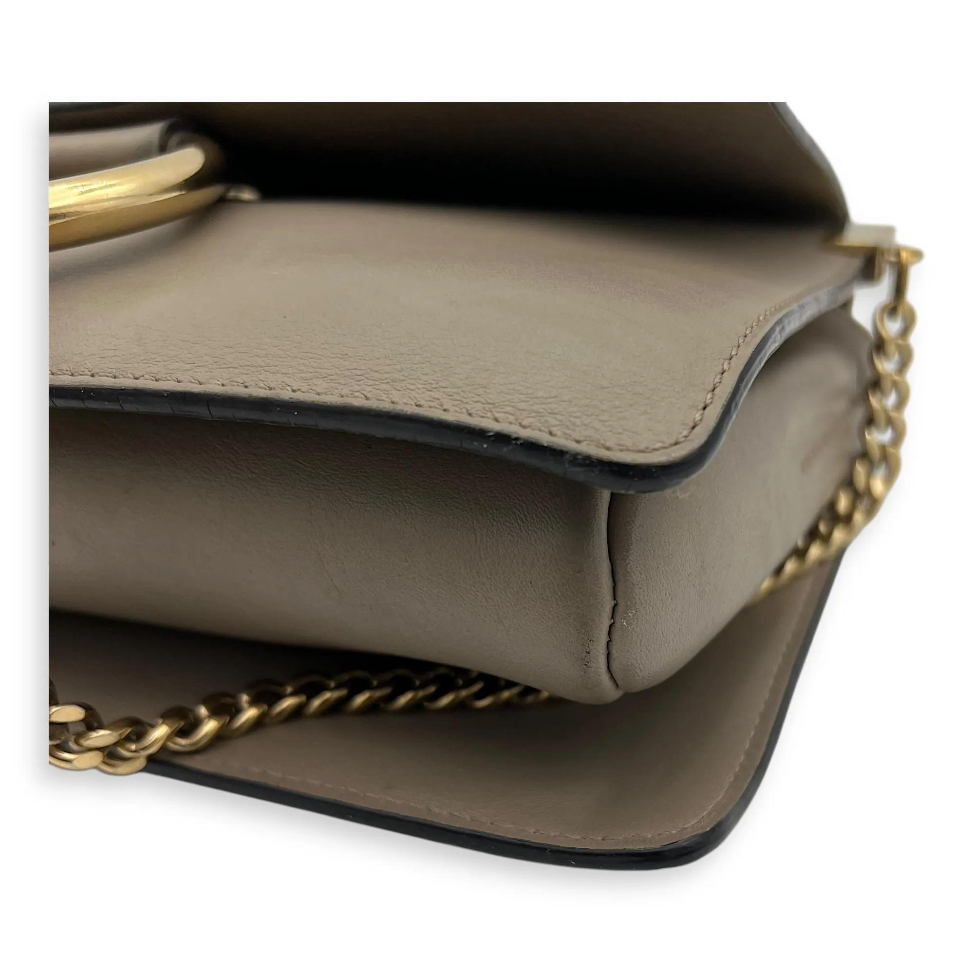 Faye Grey Crossbody Bag in Calfskin, Gold hardware