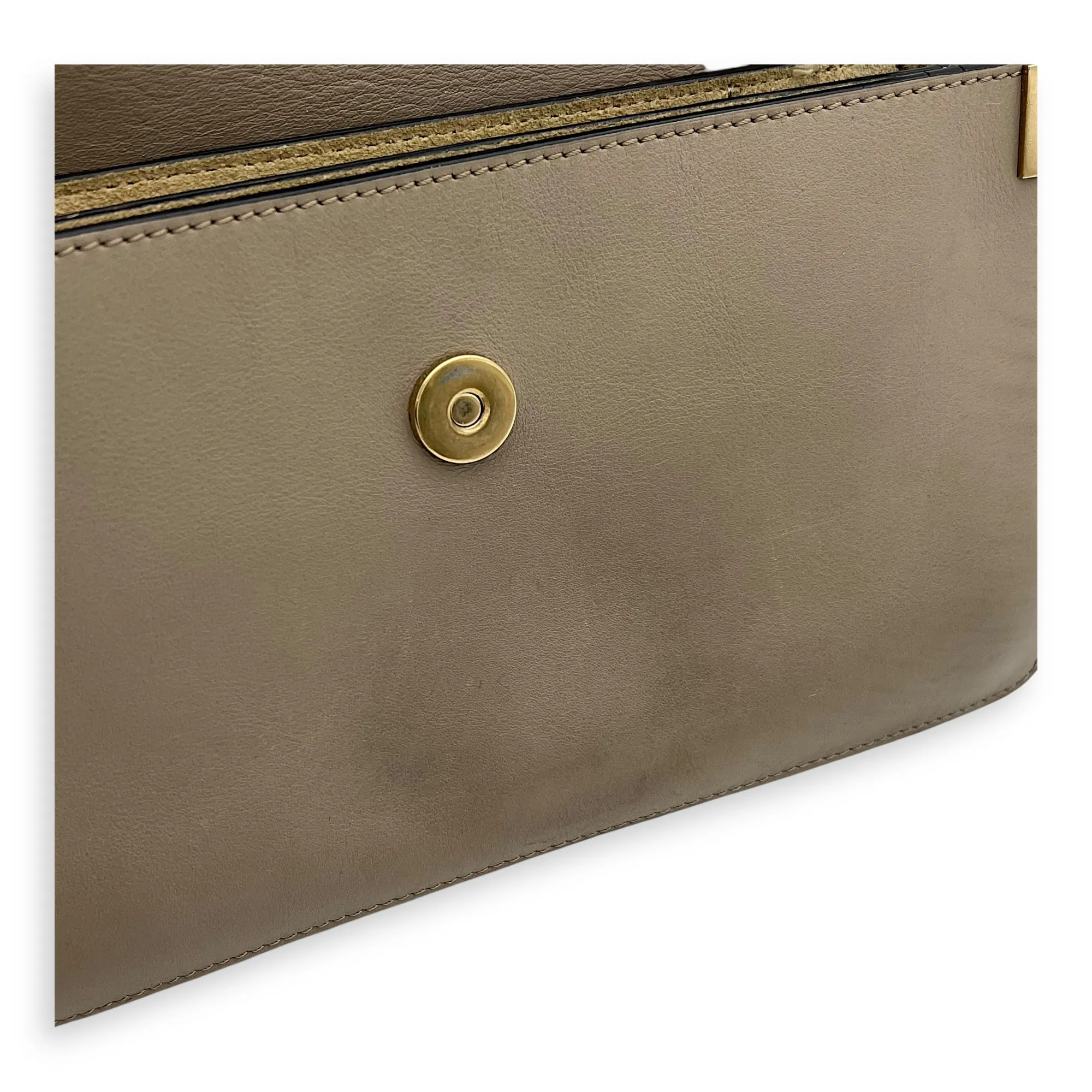 Faye Grey Crossbody Bag in Calfskin, Gold hardware