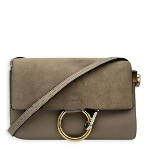 Faye Grey Crossbody Bag in Calfskin, Gold hardware