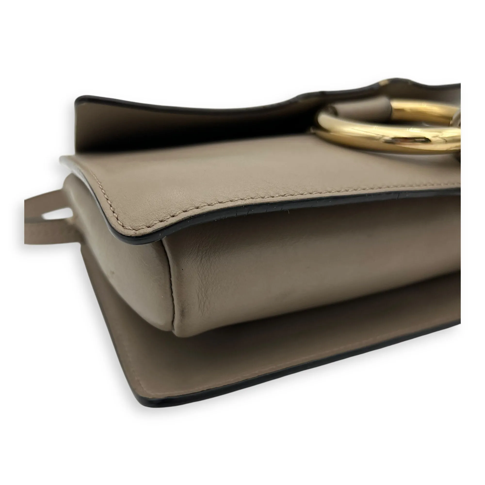 Faye Grey Crossbody Bag in Calfskin, Gold hardware