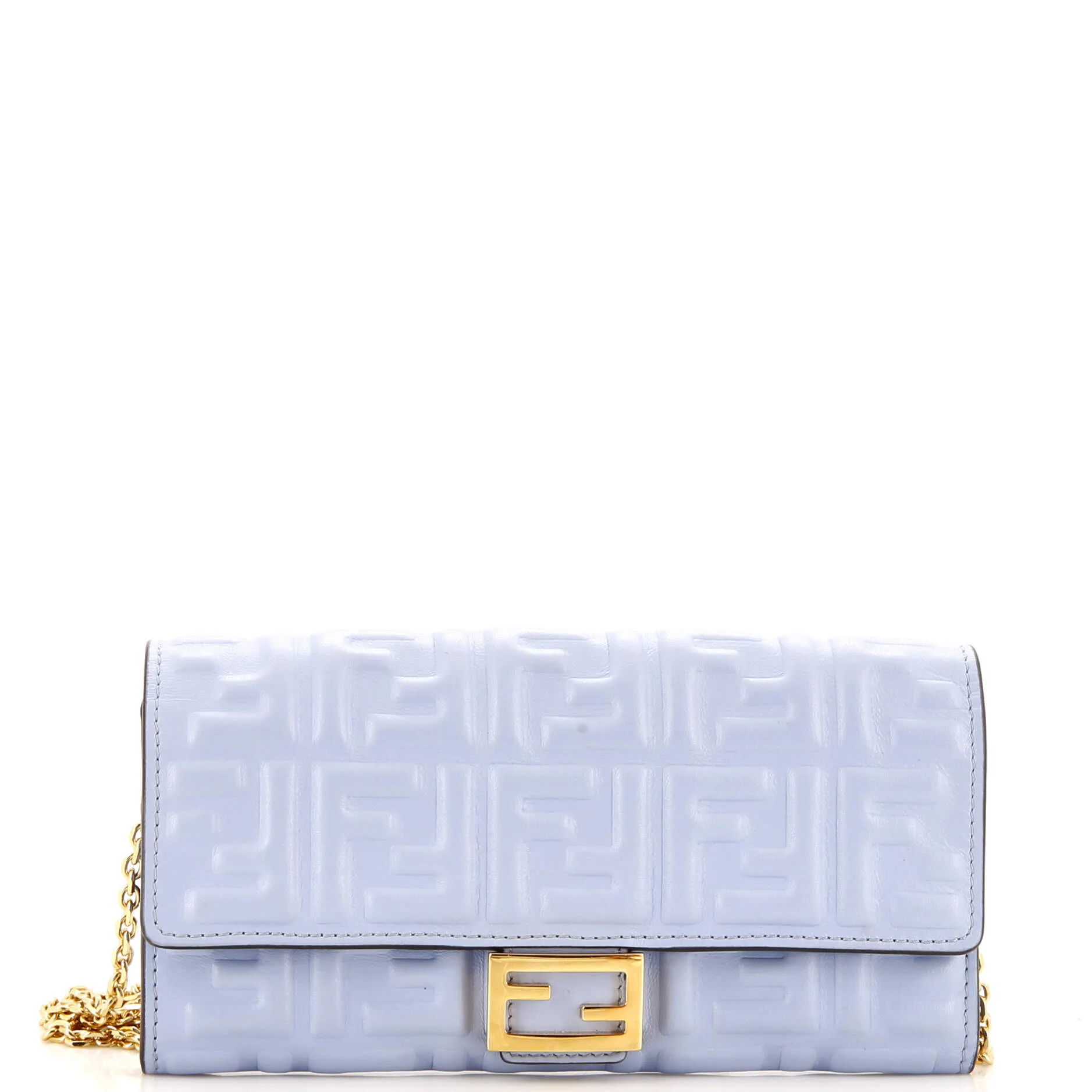FENDI Baguette Continental Wallet on Chain Zucca Embossed Leather