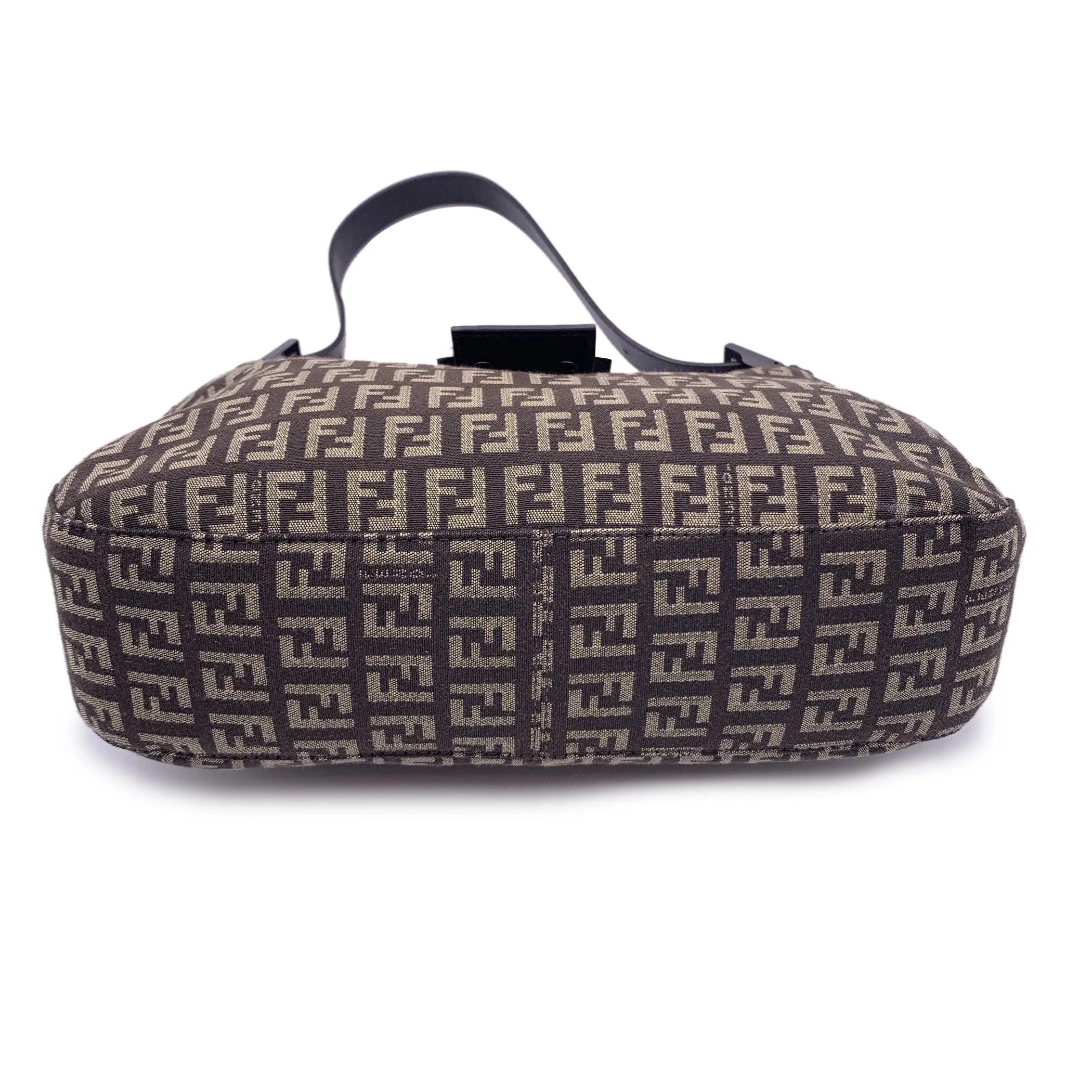 Fendi Brown Monogram Zucchino Canvas Shoulder Hobo Bag