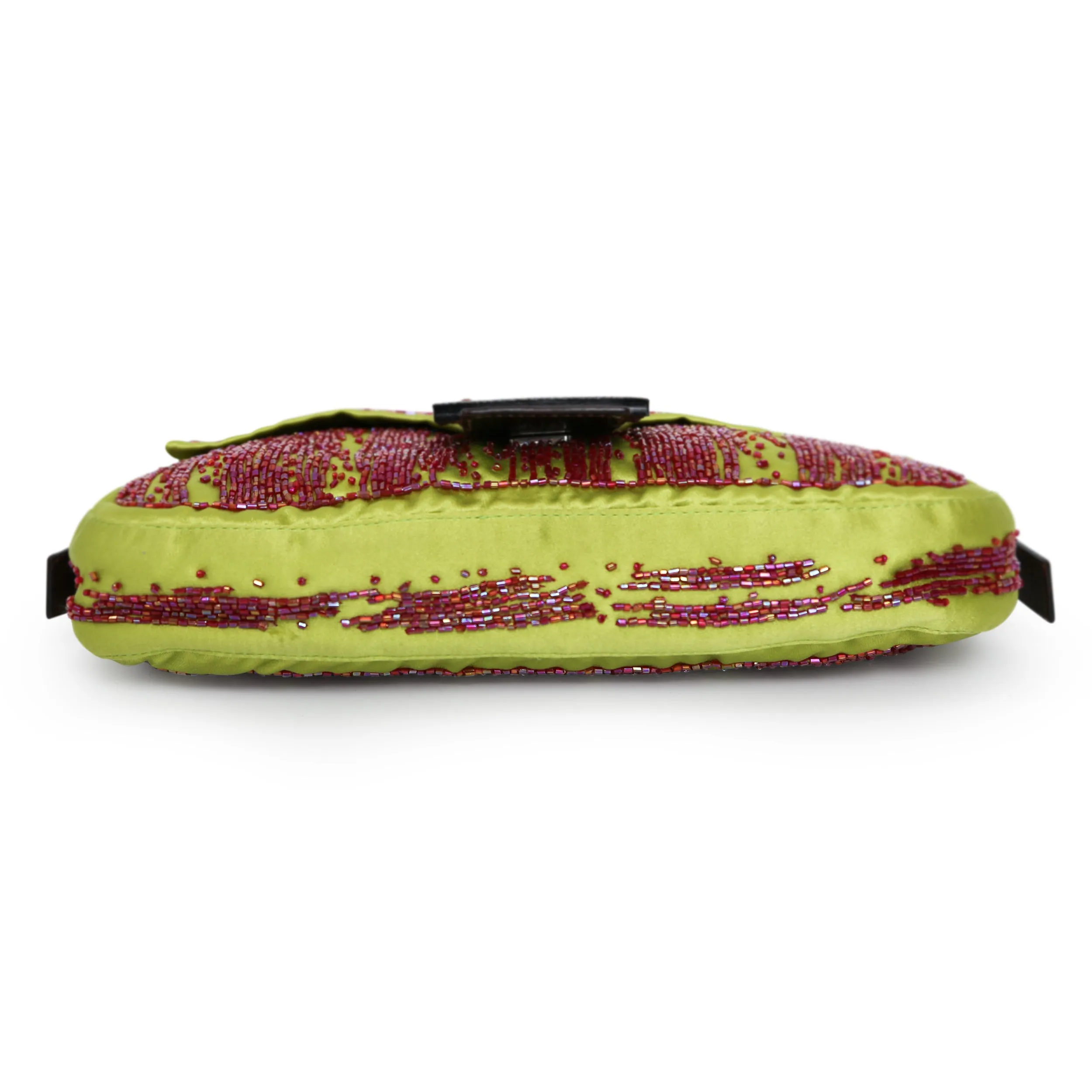 Fendi Glitter Lime and Red Baguette Handbag