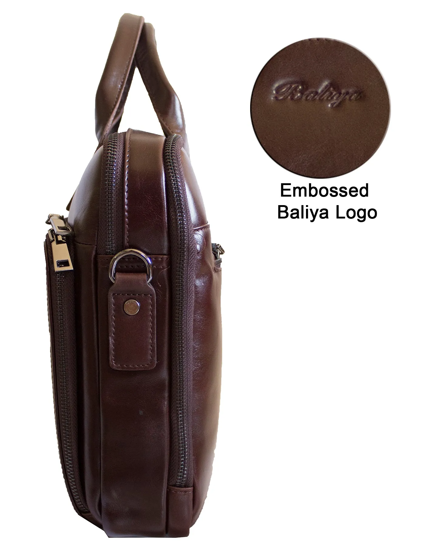 Fino FN8809 Unisex Business Genuine Leather Messenger/ Briefcase - Brown